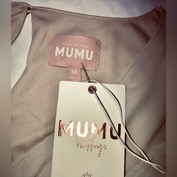 Show Me Your Mumu Bridesmaid NWT Emily Soft Beige Chiffon Maxi Dress Size Medium - Picture 4 of 6